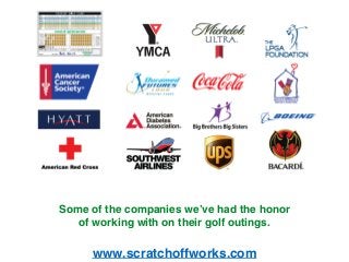 Some of the companies we’ve had the honor
of working with on their golf outings.
www.scratchoffworks.com
 