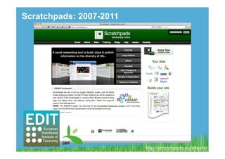 Scratchpads: 2007-2011




                         http://scratchpads.eu/siteslist
 