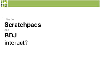 How do
Scratchpads
and
BDJ
interact?
 
