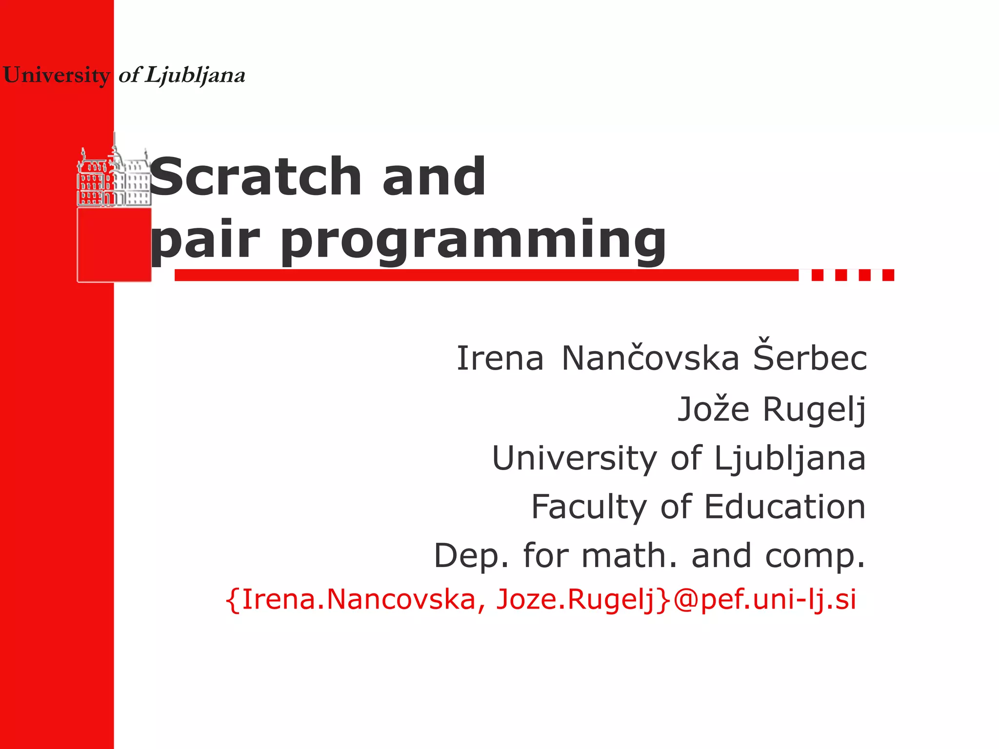 Scratch and pair programming | PPT