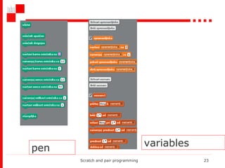 Scratch and pair programming pen variables 