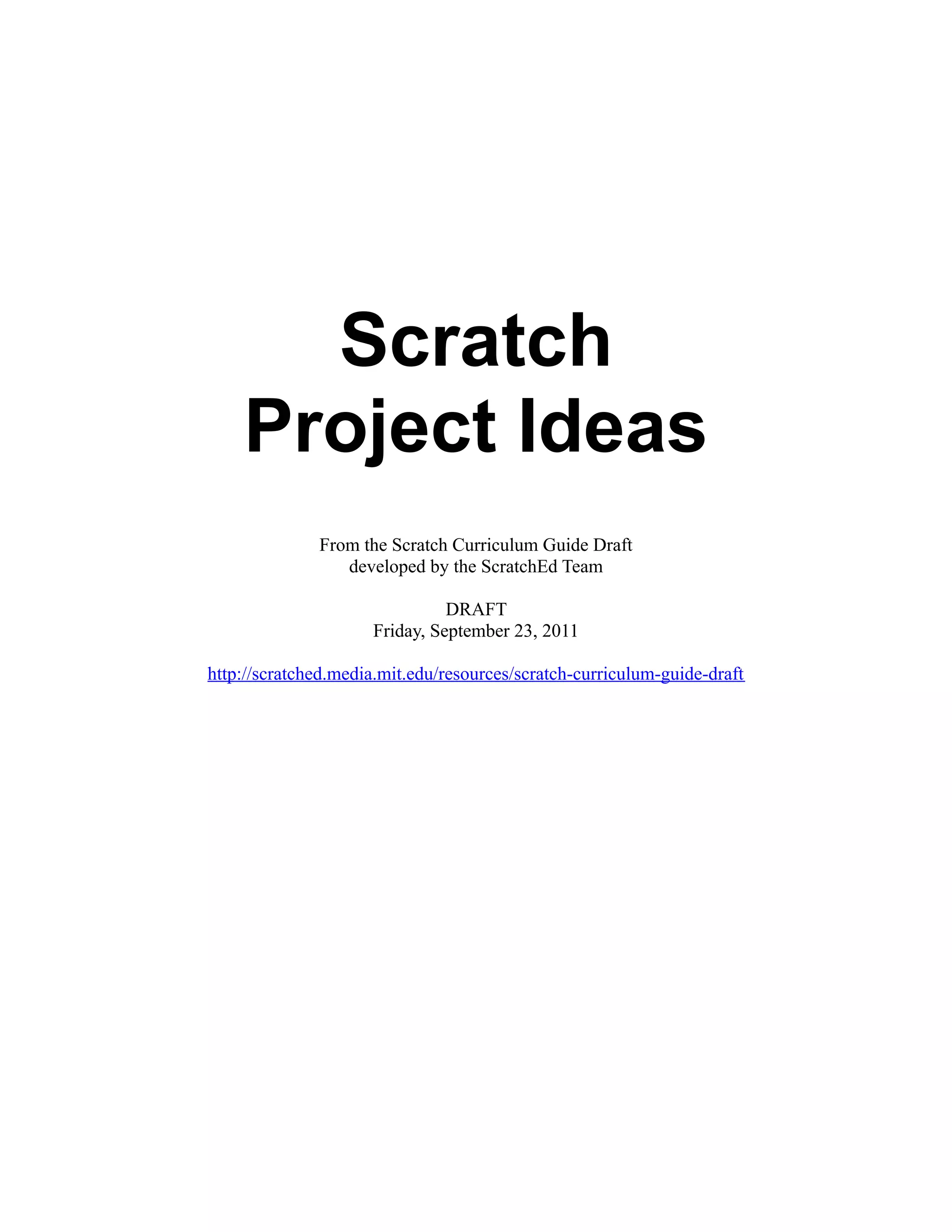 Scratch project ideas | PDF | Computer Animation | Computer Software ...