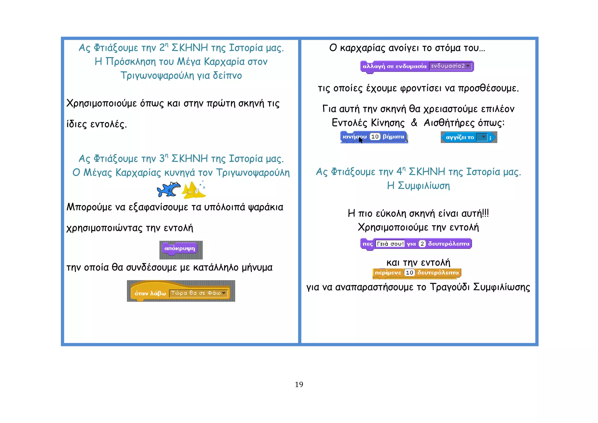 Αξ Φηηάλμομε ηεκ 2ε ΢ΗΕΝΕ ηεξ Ζζημνία μαξ.            Ο θανπανίαξ ακμίγεη ημ ζηόμα ημο…
     Ε Πνόζθιεζε ημο Μέγα Ηανπανία ζημκ
          Σνηγςκμρανμύιε γηα δείπκμ
                                                      ηηξ μπμίεξ έπμομε θνμκηίζεη κα πνμζζέζμομε.
Υνεζημμπμημύμε όπςξ θαη ζηεκ πνώηε ζθεκή ηηξ
                                                       Γηα αοηή ηεκ ζθεκή ζα πνεηαζημύμε επηιέμκ
ίδηεξ εκημιέξ.                                           Γκημιέξ Ηίκεζεξ & Αηζζήηήνεξ όπςξ:


  Αξ Φηηάλμομε ηεκ 3ε ΢ΗΕΝΕ ηεξ Ζζημνία μαξ.
 Ο Μέγαξ Ηανπανίαξ θοκεγά ημκ Σνηγςκμρανμύιε         Αξ Φηηάλμομε ηεκ 4ε ΢ΗΕΝΕ ηεξ Ζζημνία μαξ.
                                                                    Ε ΢ομθηιίςζε

Μπμνμύμε κα ελαθακίζμομε ηα οπόιμηπά ρανάθηα
                                                            Ε πημ εύθμιε ζθεκή είκαη αοηή!!!
πνεζημμπμηώκηαξ ηεκ εκημιή                                    Υνεζημμπμημύμε ηεκ εκημιή



ηεκ μπμία ζα ζοκδέζμομε με θαηάιιειμ μήκομα                         θαη ηεκ εκημιή

                                                    γηα κα ακαπαναζηήζμομε ημ Σναγμύδη ΢ομθηιίςζεξ




                                               19
 