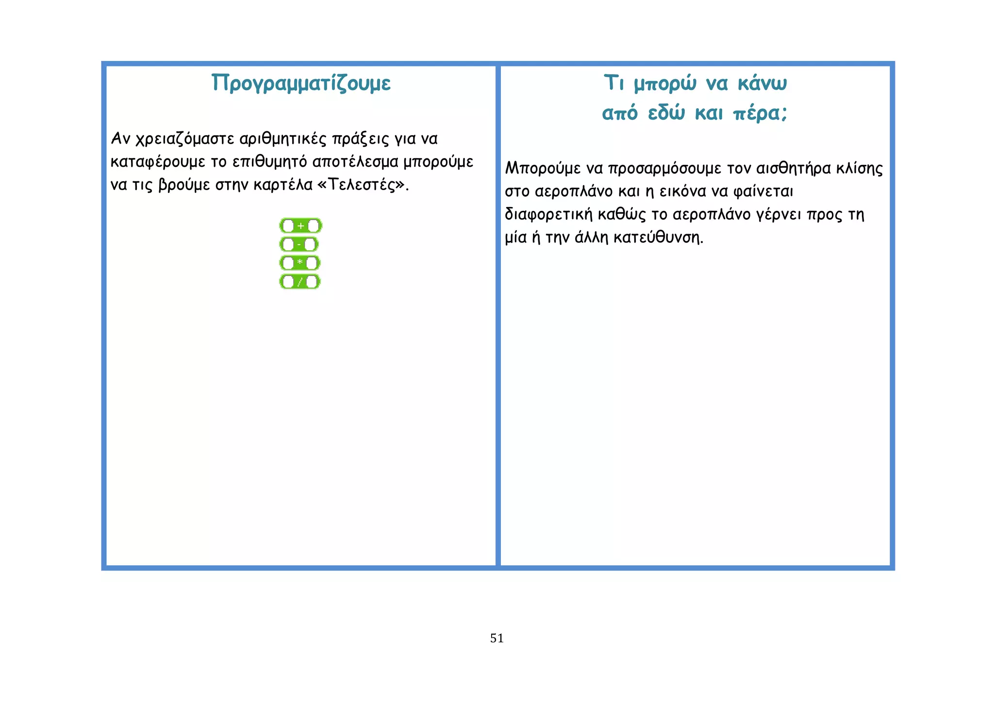 Πνμγναμμαηίδμομε                                   Τη μπμνώ κα θάκω
                                                               από εδώ θαη πένα;
Ακ πνεηαδόμαζηε ανηζμεηηθέξ πνάλεηξ γηα κα
θαηαθένμομε ημ επηζομεηό απμηέιεζμα μπμνμύμε        Μπμνμύμε κα πνμζανμόζμομε ημκ αηζζεηήνα θιίζεξ
κα ηηξ βνμύμε ζηεκ θανηέια «Σειεζηέξ».              ζημ αενμπιάκμ θαη ε εηθόκα κα θαίκεηαη
                                                    δηαθμνεηηθή θαζώξ ημ αενμπιάκμ γένκεη πνμξ ηε
                                                    μία ή ηεκ άιιε θαηεύζοκζε.




                                               51
 