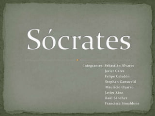Integrantes: Sebastián Alvares
            Javier Cares
            Felipe Celedón
            Stephan Gansweid
             Mauricio Oyarzo
            Javier Sáez
            Raúl Sánchez
            Francisca Simaldone
 