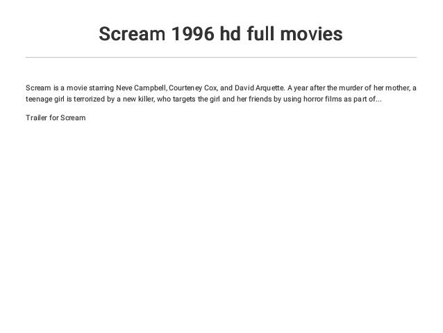 Scream 1996 Hd Full Movies