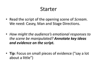 Scream intro and script analysis vs robin wood repression theory (obs ...