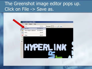 The Greenshot image editor pops up. Click on File -> Save as.