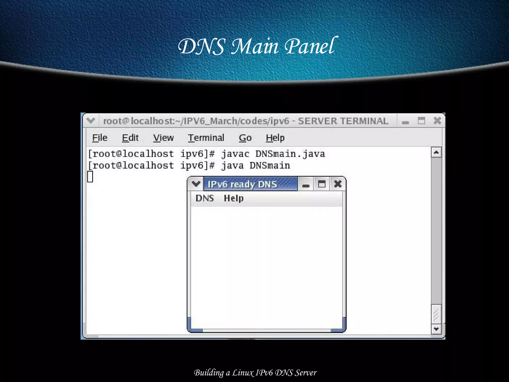 DNS Main Panel Building a Linux IPv6 DNS Server 