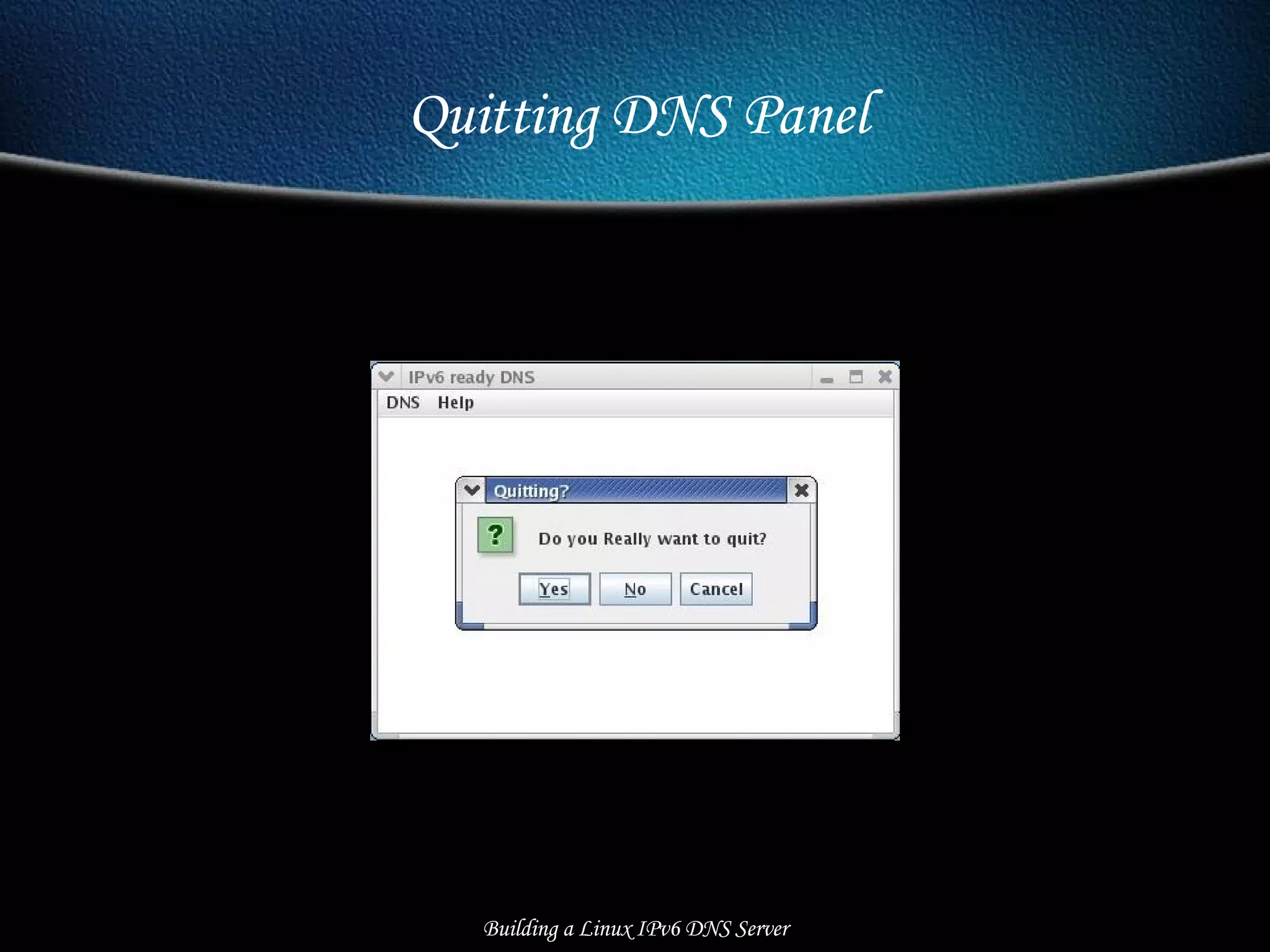 Quitting DNS Panel Building a Linux IPv6 DNS Server 