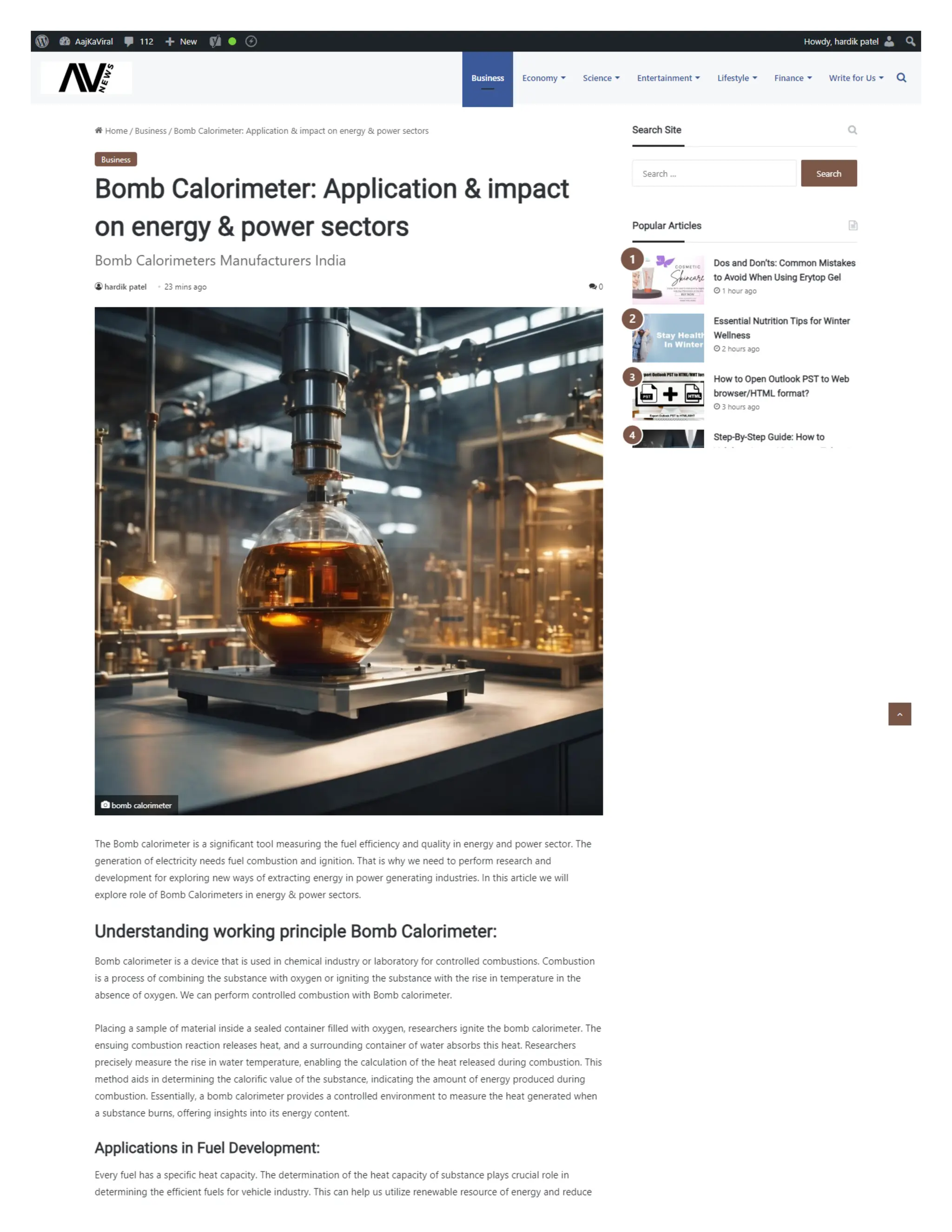 Bomb Calorimeter Application & impact on energy & power sectors PDF