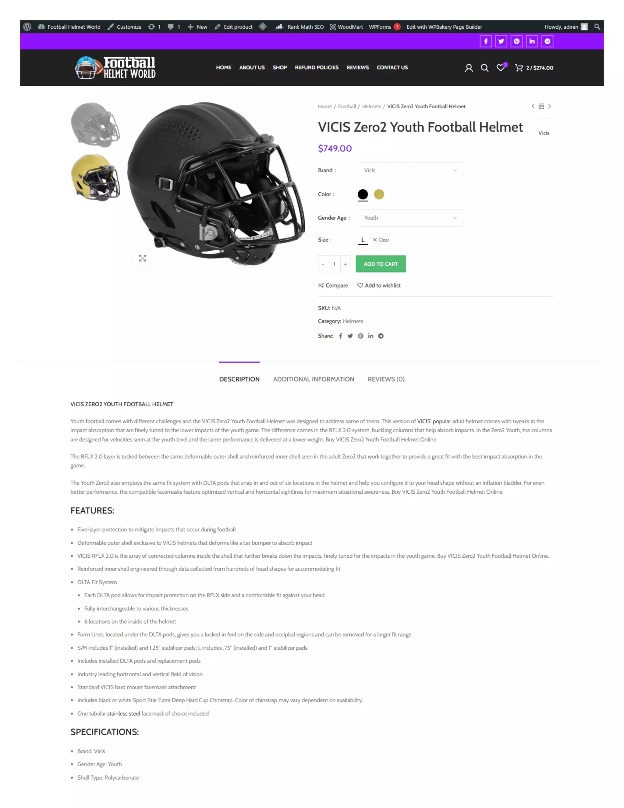 VICIS Zero2 Youth Football Helmet PDF
