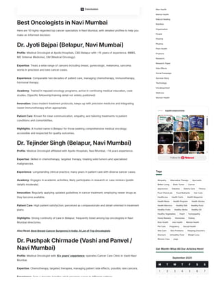 HealthViews India: Top 10 Best Oncologists in Navi Mumbai - A List | PDF