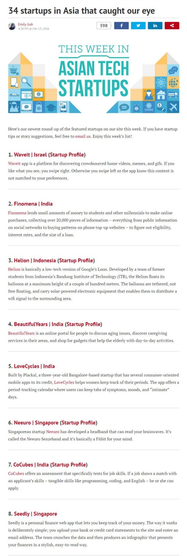 Top Tech Start Ups In Asia To Watch Out For