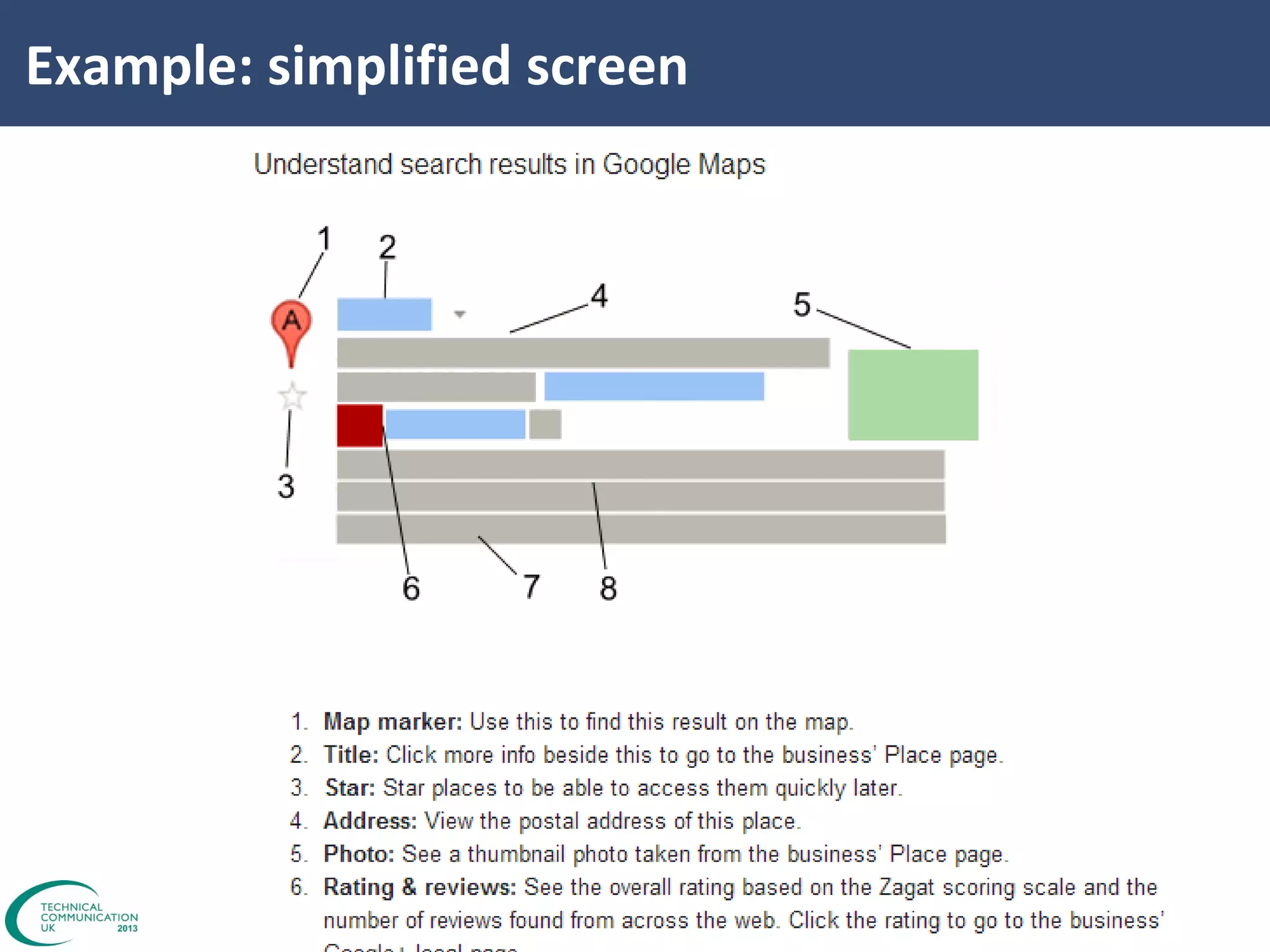 Example: simplified screen

 