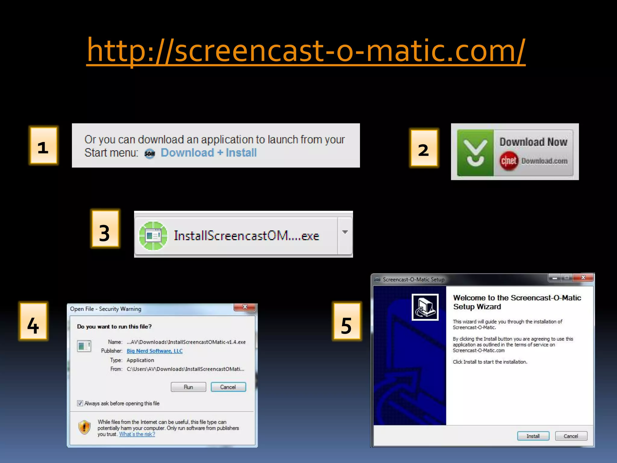 http://screencast-o-matic.com/
1 2
3
4 5
 