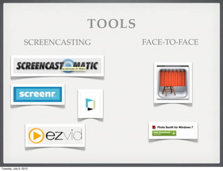 TOOLS
SCREENCASTING FACE-TO-FACE
Tuesday, July 9, 2013
 
