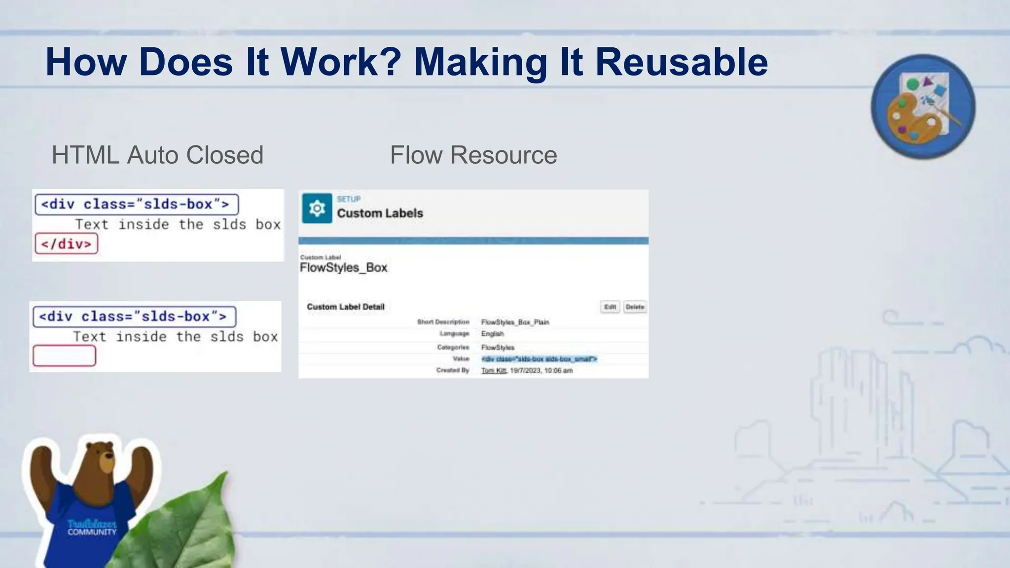 How Does It Work? Making It Reusable
HTML Auto Closed Flow Resource
 