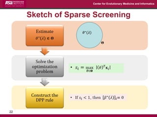 Center for Evolutionary Medicine and Informatics 
Sketch of Sparse Screening 
22  
