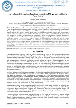 Screening and evaluation of medicinal properties of grape fruit ...