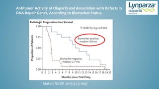 Antitumor Activity of Olaparib and Association with Defects in
DNA-Repair Genes, According to Biomarker Status.
Mateo NEJM 2015:373:1697
 
