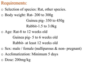 Dermal Dosing Rats Screening methods for skin sensitization, skin irritation and dermal ...