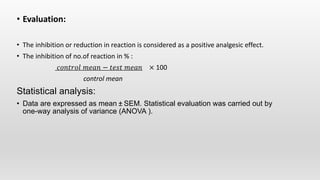 Screening models diuretics and analgesics