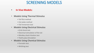 Screening models diuretics and analgesics