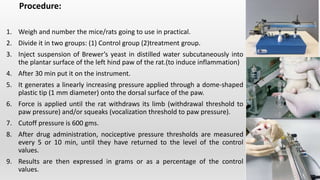 Screening models diuretics and analgesics