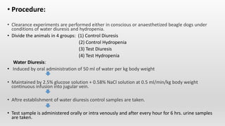 Screening models diuretics and analgesics