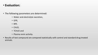 Screening models diuretics and analgesics
