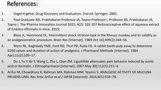 Screening models diuretics and analgesics