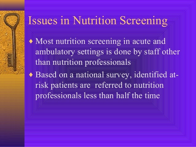 Screening nutrition care process