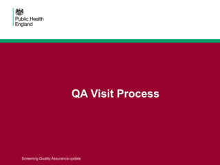 QA Visit Process
Screening Quality Assurance update
 