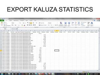 EXPORT KALUZA STATISTICS
 