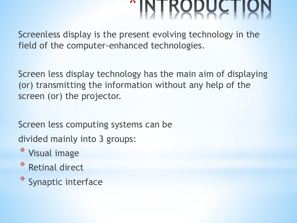 Screenless displays ppt