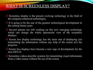 Screenless Display PPT | PPT | 3-D Graphics | Computer Software and ...