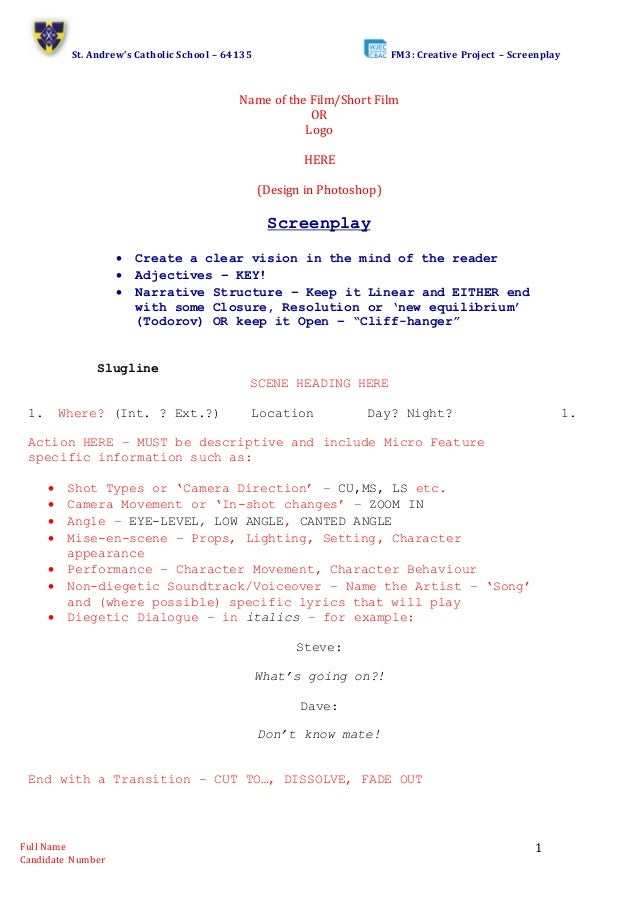 template for screenplay