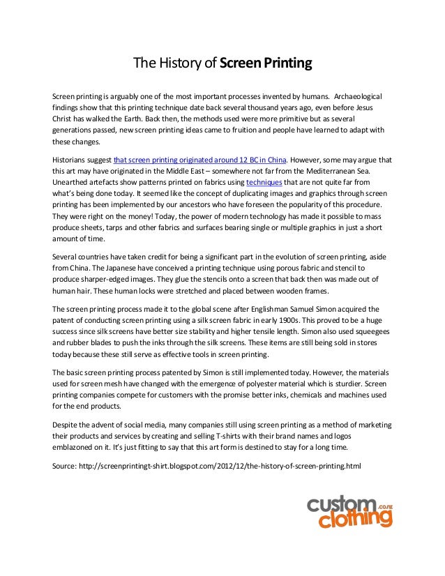 Screen printing history