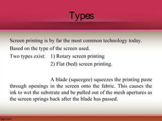 Screen printing in textile printing sector | PPT | Needlework | Arts ...