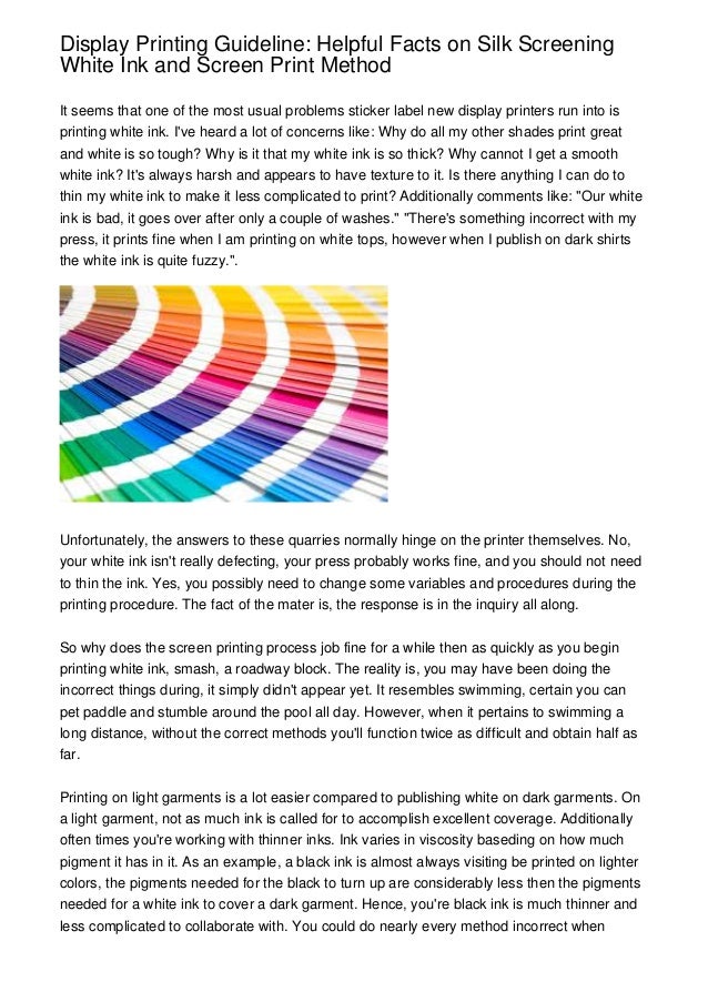 Display Printing Guideline Helpful Facts on Silk Screening White Ink…