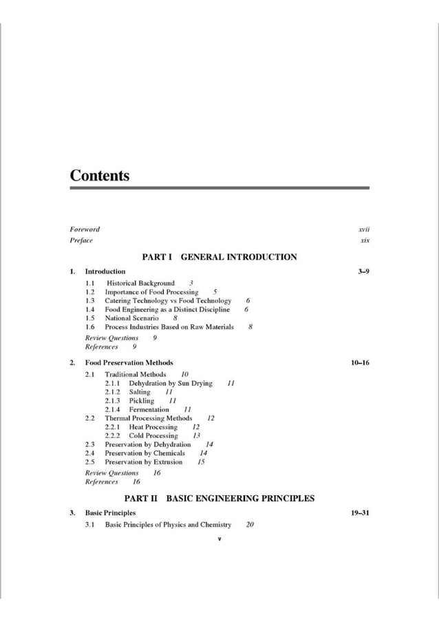 Contents Fundamentals of Food Engineering [D G Rao]