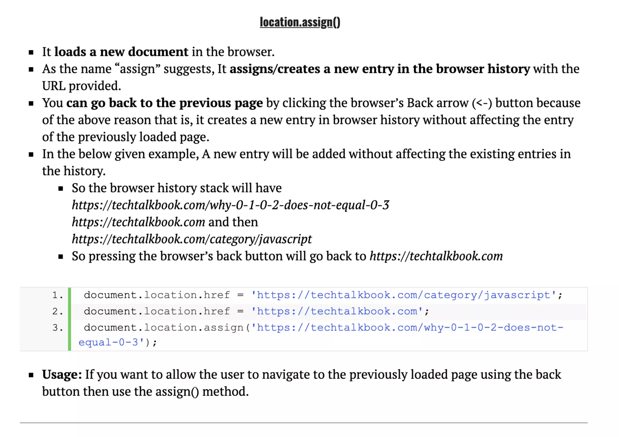 location’s href vs replace vs assign in JavaScript