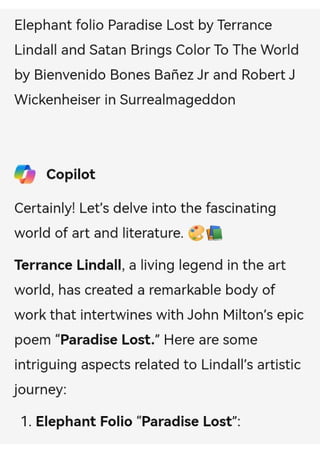 Elephant Folio Paradise Lost by Terrance Lindall and Satan Brings Color To The World by Bienvenido Bones Bañez Jr and Robert J. Wickenheiser in Surrealmageddon.