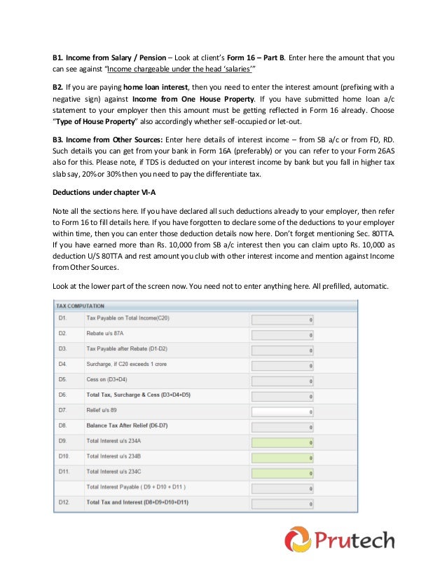 Screenshot Based Detailed Guidance To E File In E Tax Return