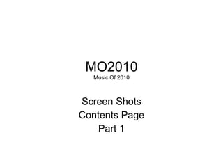 MO2010 Music Of 2010 Screen Shots Contents Page Part 1 