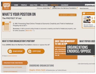Organizations
endorse/oppose
 