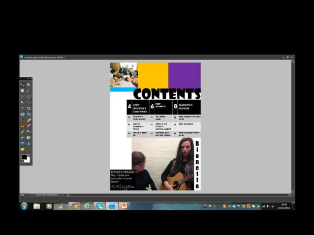 Screenshots of Creation of the Contents Page | PPT