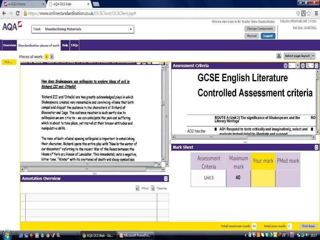Gcse coursework moderation picture