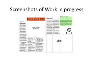 Screenshots of Work in progress
 